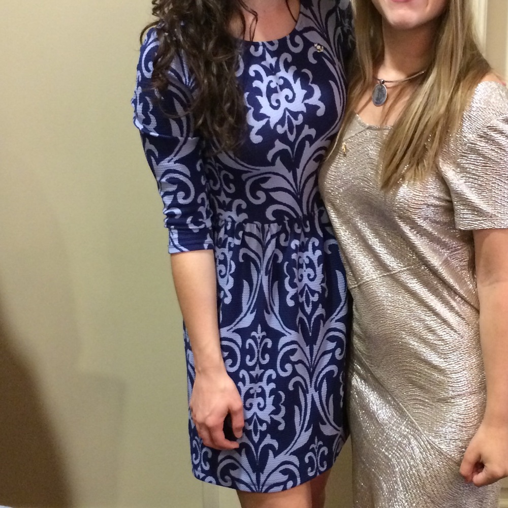 Multi-shade, 3/4 sleeve, A-line, sundress